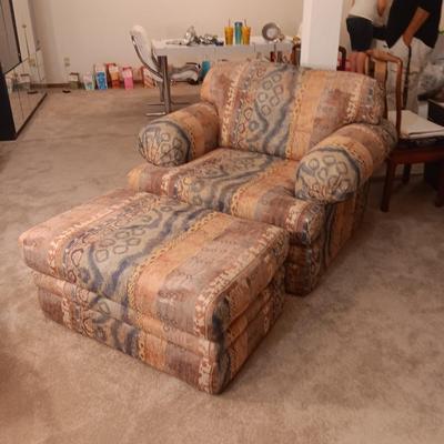 LIKE NEW OVERSIZED, COMFY CHAIR WITH OTTOMAN