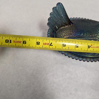 Indiana Glass Carnival Blue Iridescent Nesting Bird