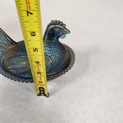 Indiana Glass Carnival Blue Iridescent Nesting Bird