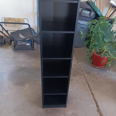 5 TIER BOOKCASE WITH ADJUSTABLE SHELVES & A NARROW BOOKCASE