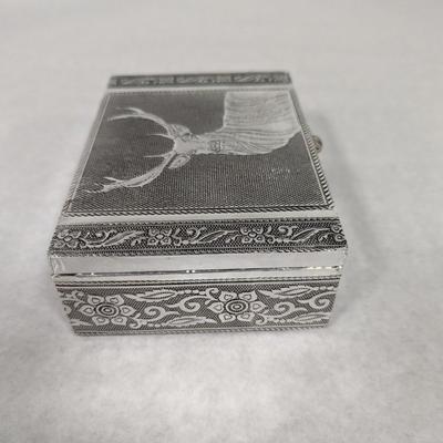 Silver Handicraft Jewelry Box With Stag Design