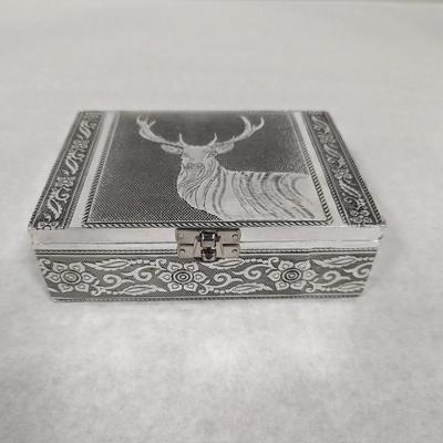 Silver Handicraft Jewelry Box With Stag Design