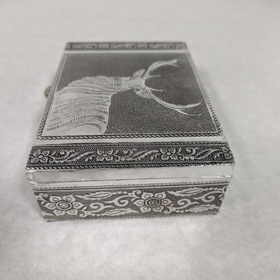 Silver Handicraft Jewelry Box With Stag Design