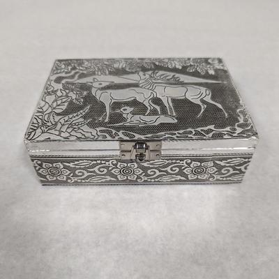 Silver Handicraft Jewelry Box Deer Design