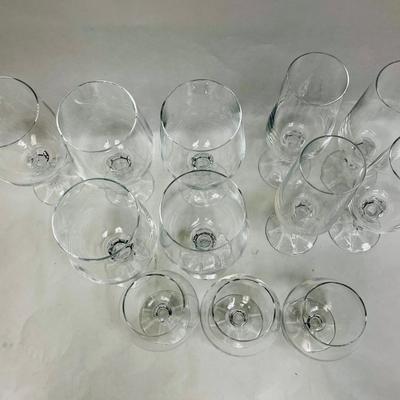12 pc Crystal Stemware set, 3 different sizes, clear wine, champagne, brandy
