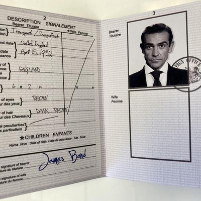 James Bond passport movie Replica  prop