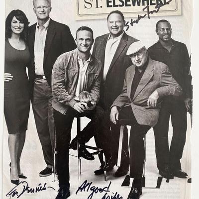 St. Elsewhere cast signed photo. By Ed Begley, Stephen Furst and Norman Lloyd. 