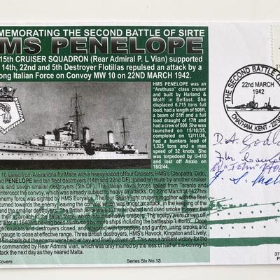 WWII Second Battle of Sirte HMS Penelope Multi Signed Commemorative Cover