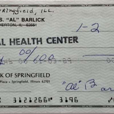 Al Barlick signed check