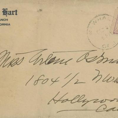 William S. Hart Silent Film star hand written envelope