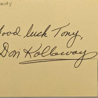 Don Kolloway signed note with photo