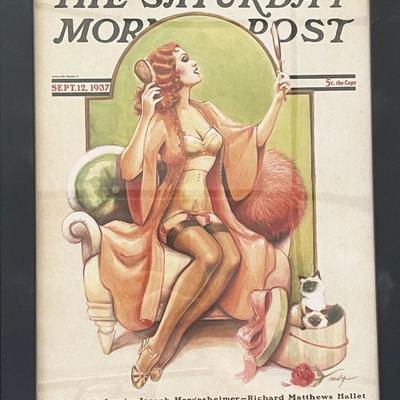 The Saturday Morning Post Sept 12th 1937 Vintage Framed Pin-Up Girl Poster