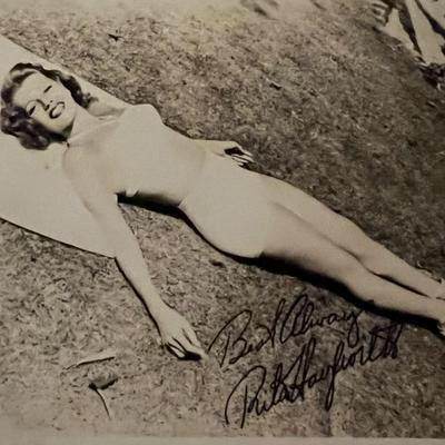 Rita Hayworth facsimile signed photo. 3x5 inches