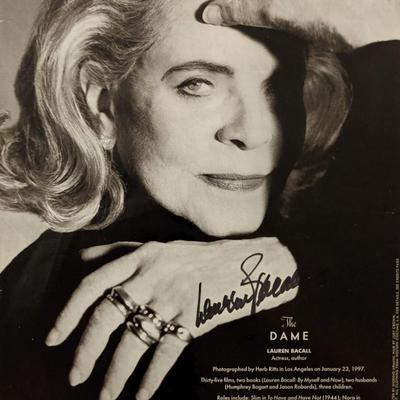 Lauren Bacall Signed Magazine Page