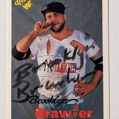 Brooklyn Brawler Signed WWF Trading Card