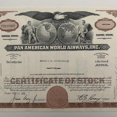 Pan American World Airways, INC One Share Certificate of Stock