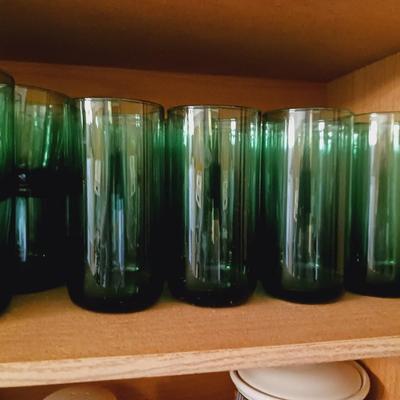 NICE SET OF GREEN GLASS DRINKWARE
