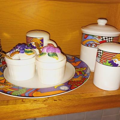 12 PLACE SETTING OF STONEWARE DINNERWARE WITH EXTRAS