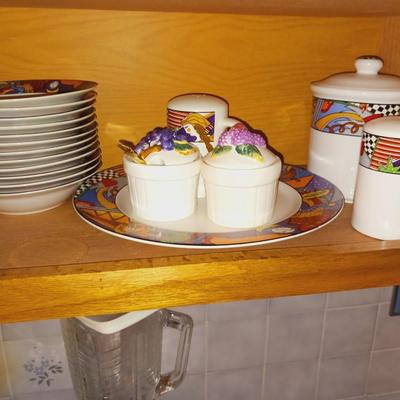 12 PLACE SETTING OF STONEWARE DINNERWARE WITH EXTRAS