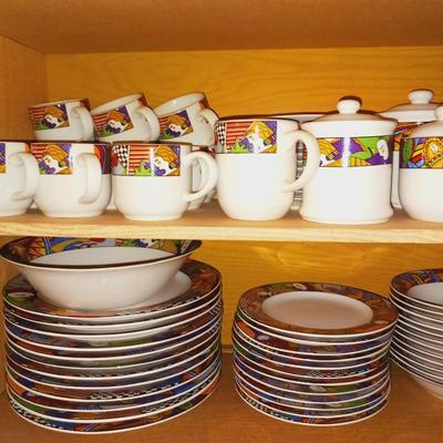 12 PLACE SETTING OF STONEWARE DINNERWARE WITH EXTRAS