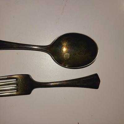 SCHLOSS LEMBECK STEIN AND CHILD'S SILVER PLATE FORK AND SPOON