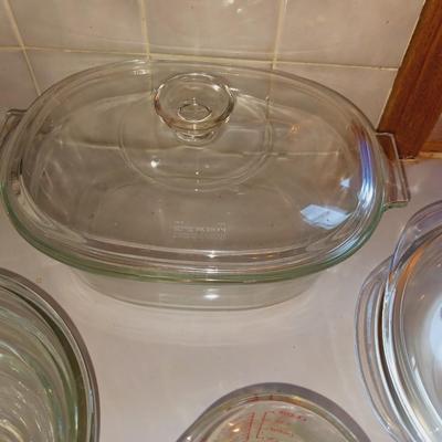 GLASS BOWLS, MEASURING CUPS AAND MORE