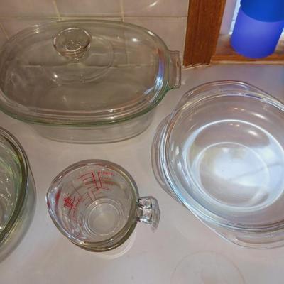GLASS BOWLS, MEASURING CUPS AAND MORE