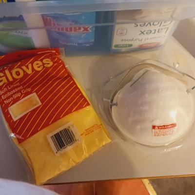 VARIETY OF CLEANING SUPPLIES AND A NEW STEP STOOL