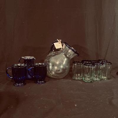 Hand Blown Glass Pitchers & Glasses (K-MG)