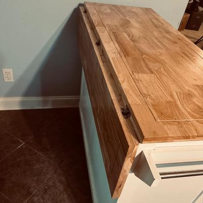 Rolling Kitchen Cart With Drop Leaf Top & Wooden Stool (K-MG)