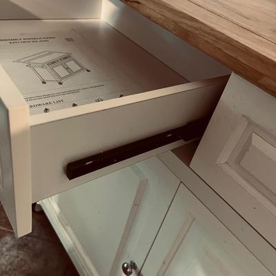 Rolling Kitchen Cart With Drop Leaf Top & Wooden Stool (K-MG)