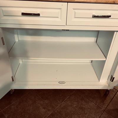 Rolling Kitchen Cart With Drop Leaf Top & Wooden Stool (K-MG)