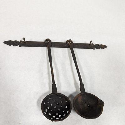 Cast Iron Wall Bracket & Kitchen Utensils