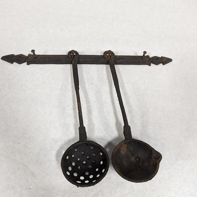 Cast Iron Wall Bracket & Kitchen Utensils