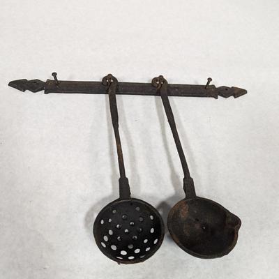 Cast Iron Wall Bracket & Kitchen Utensils