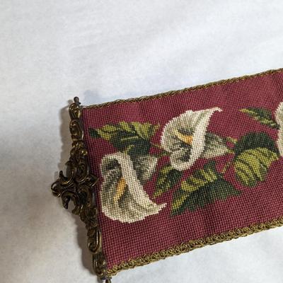 Needlepoint & Petit Point Lillie's with Burgundy Velvet Back Bell Pull