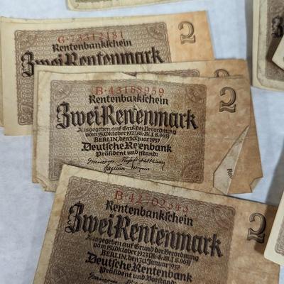 1923 Pre-WWII German 1 and 2 Mark Banknotes