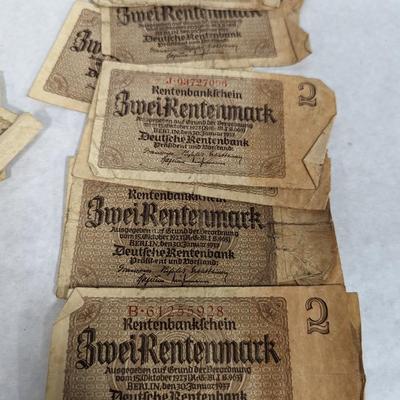 1923 Pre-WWII German 1 and 2 Mark Banknotes