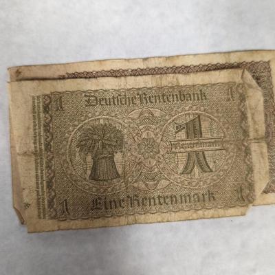 1923 Pre-WWII German 1 and 2 Mark Banknotes