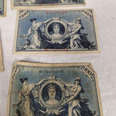 1908 Pre-WWI German 100 Mark Banknotes