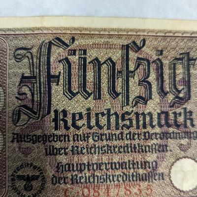 Circa 1940 WWII Germany/Occupied Territories 50 Reichsmark Note
