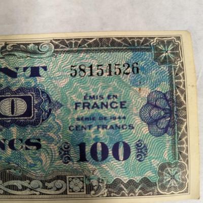 Banknote France 100 1944
