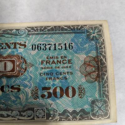 Banknote France 500 1944