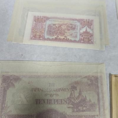 Foreign Banknotes Japanese/Burma Chile Bulgaria Laos Great Britain Indonesia Lot S