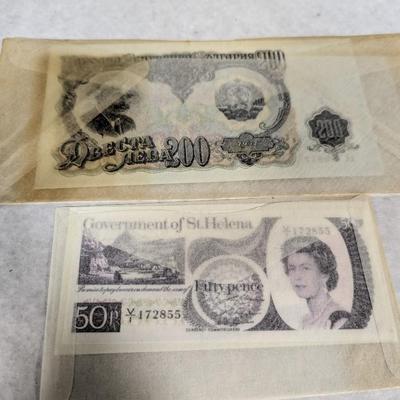 Foreign Banknotes Paraguay Biafra Laos St. Helena Bulgaria Lot O