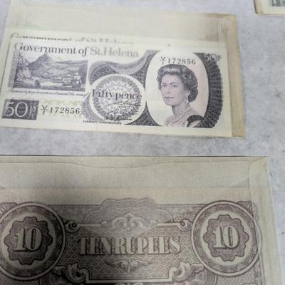 Foreign Banknotes Japanese/Burma Great Britain St Helena Uruguay Biafra Paraguay Laos Lot M