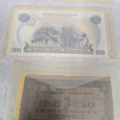 Foreign Banknotes Philippine Guerilla Uganda Uruguay Paraguay Yugoslavia Japanese/Philippine Lot I