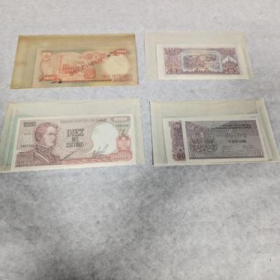 Foreign Banknotes Chili Bermuda 6 Pieces Set Specimen Laos Lot E