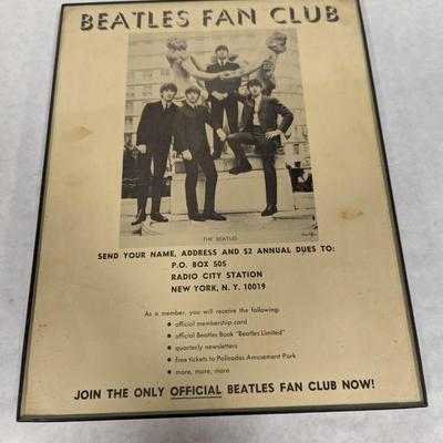 Beatles Fan Club Membership Recruitment Poster