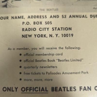 Beatles Fan Club Membership Recruitment Poster